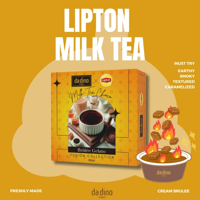 [BRU9007] da dino X Lipton Milk Tea Choco Brûlée Gelato 奶茶生朱古力意式雪糕